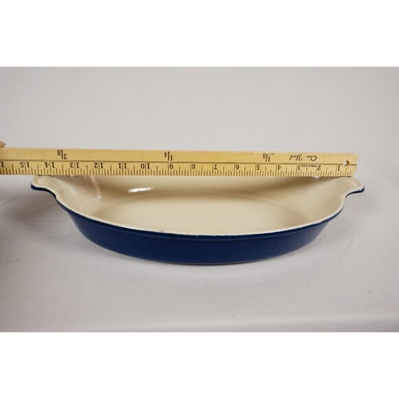 Le Creuset 32 Cast Iron Casserole Cobalt Blue Enamel Oval Pan Handles France - Picture 3 of 9